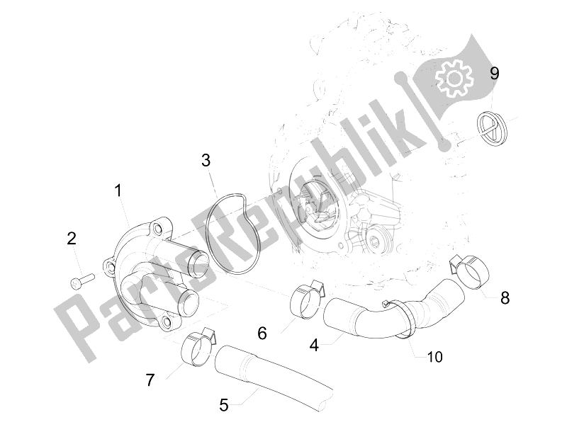 Todas las partes para Bomba De Enfriamiento de Vespa GTS 300 IE Super Sport 2010