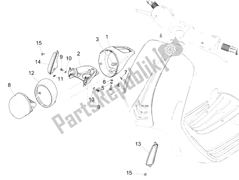 All parts for the Front Headlamps - Turn Signal Lamps of the Vespa 946 125 2014