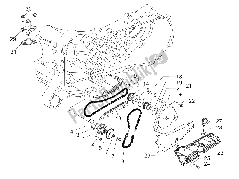 Toutes les pièces pour le La Pompe à Huile du Vespa LX 50 4T USA 2006