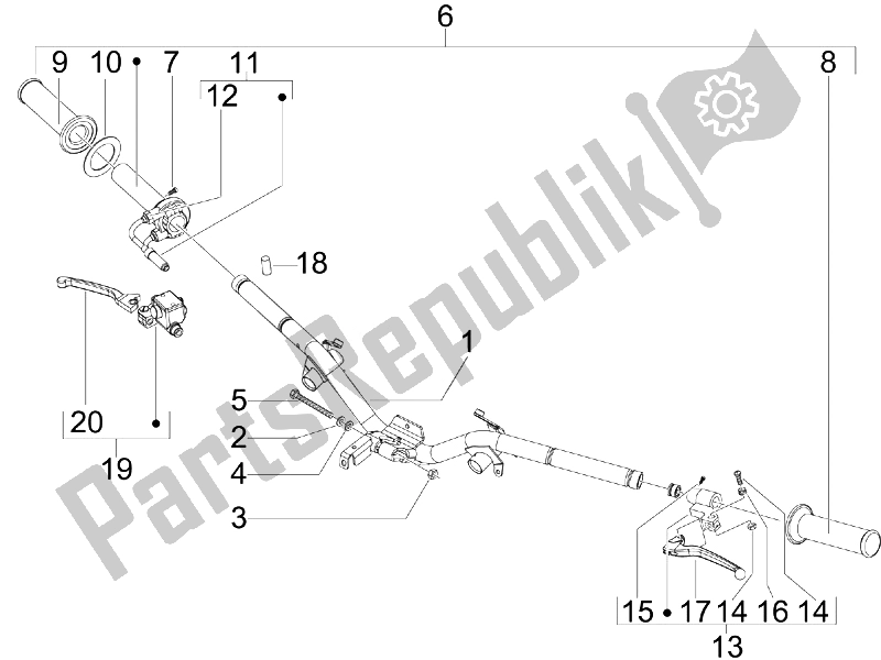 Tutte le parti per il Manubrio - Master Cil. Del Vespa S 50 2T UK 2007