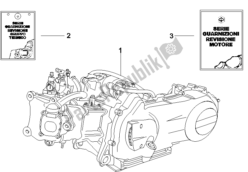 Toutes les pièces pour le Moteur, Assemblage du Vespa GTS 250 UK 2005