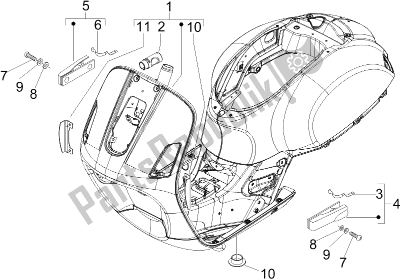 Toutes les pièces pour le Cadre / Carrosserie du Vespa Granturismo 125 L E3 2006