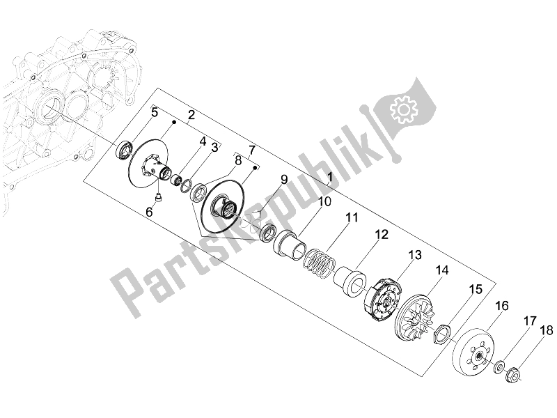 Todas as partes de Polia Conduzida do Vespa GTV 125 4T Navy E3 2007