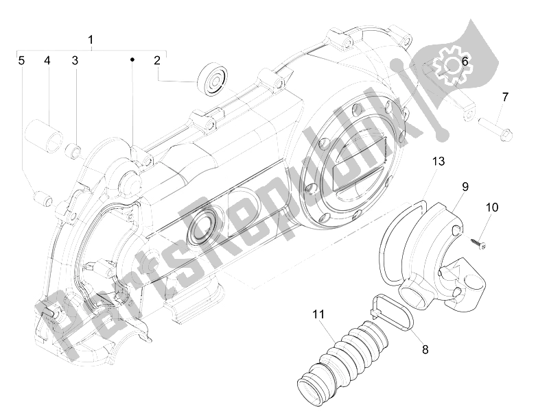 Toutes les pièces pour le Couvercle De Carter - Refroidissement Du Carter du Vespa Vespa Primavera 50 4T 4V USA Canada 2014