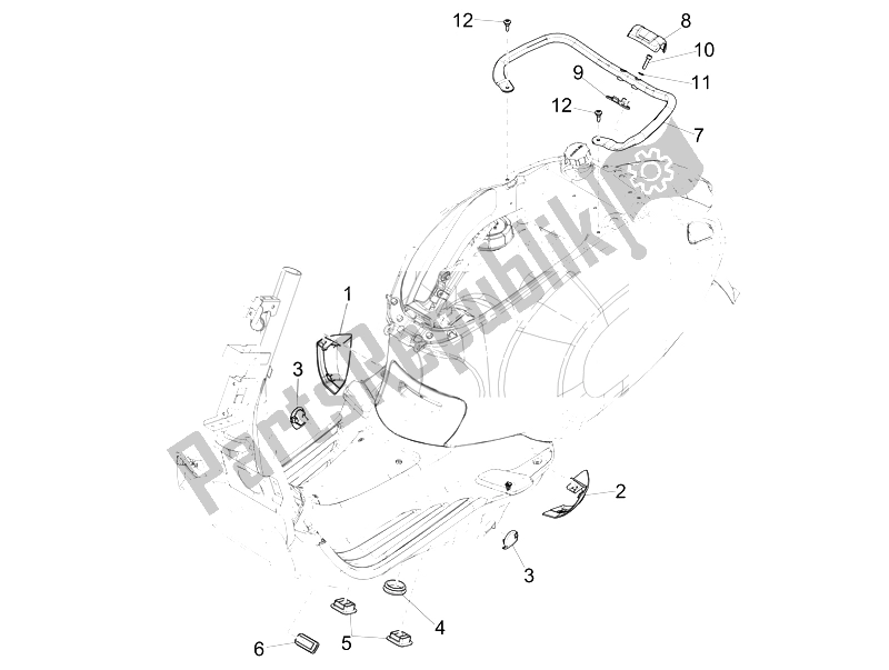 All parts for the Side Cover - Spoiler of the Vespa Sprint 50 2T2V 2014