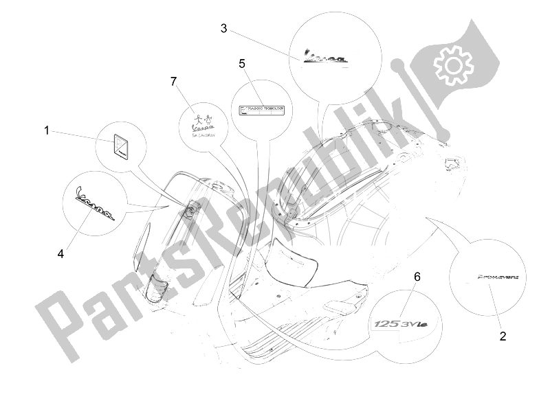 Toutes les pièces pour le Plaques - Emblèmes du Vespa 125 4T 3V IE Primavera Vietnam 2014