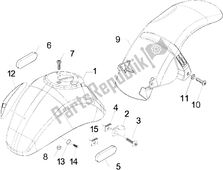 Toutes les pièces pour le Logement De Roue - Garde-boue du Vespa LX 150 4T USA 2009