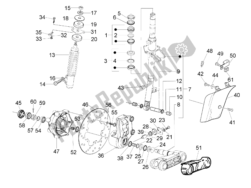 Toutes les pièces pour le Fourche / Tube De Direction - Palier De Direction du Vespa Granturismo 200 L UK 2005