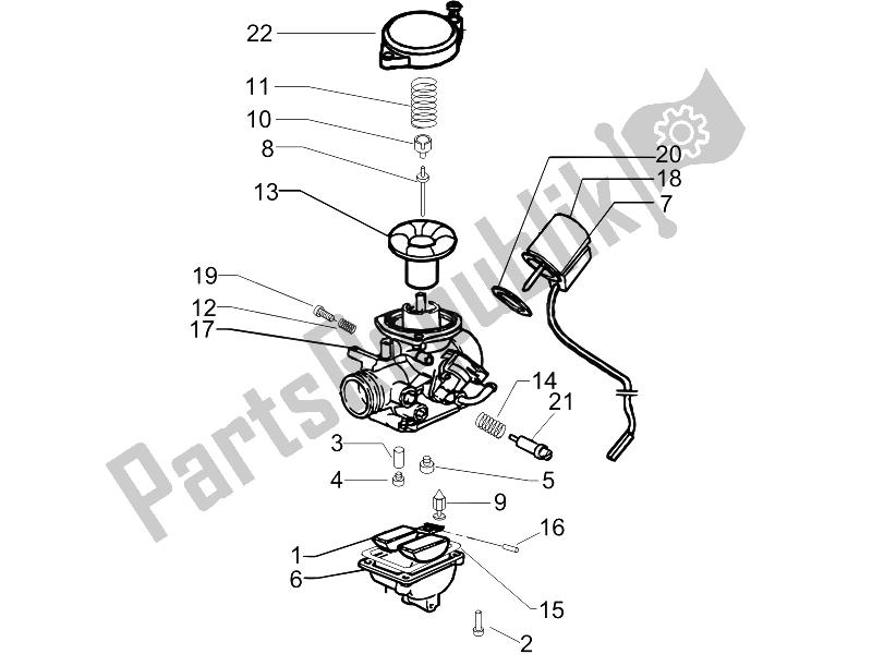 All parts for the Carburetor's Components of the Vespa LX 50 4T USA 2006