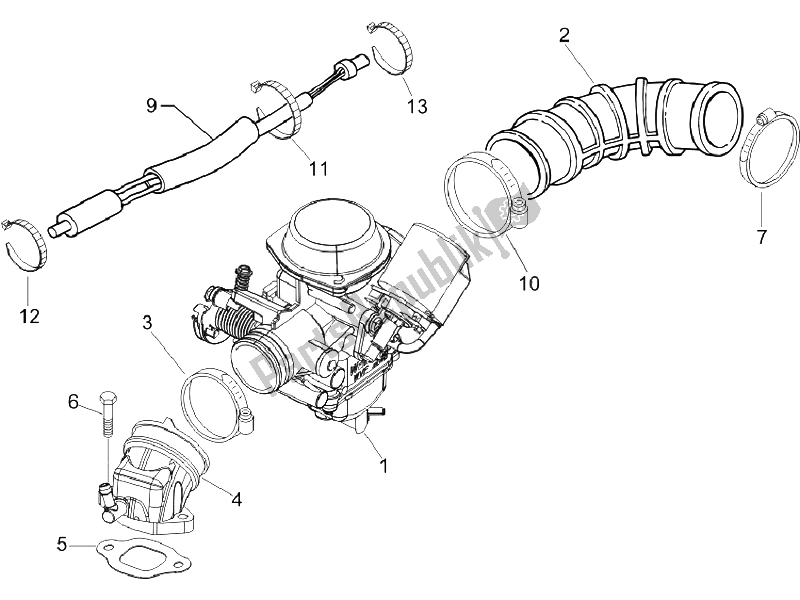 Tutte le parti per il Carburatore, Gruppo - Raccordo del Vespa S 125 4T Vietnam 2009