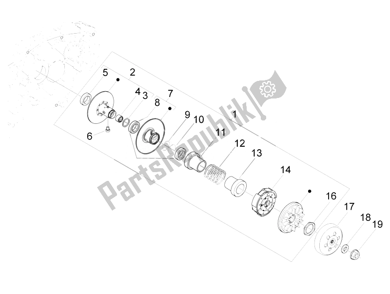 Todas las partes para Polea Conducida de Vespa GTS 300 IE ABS USA 2014