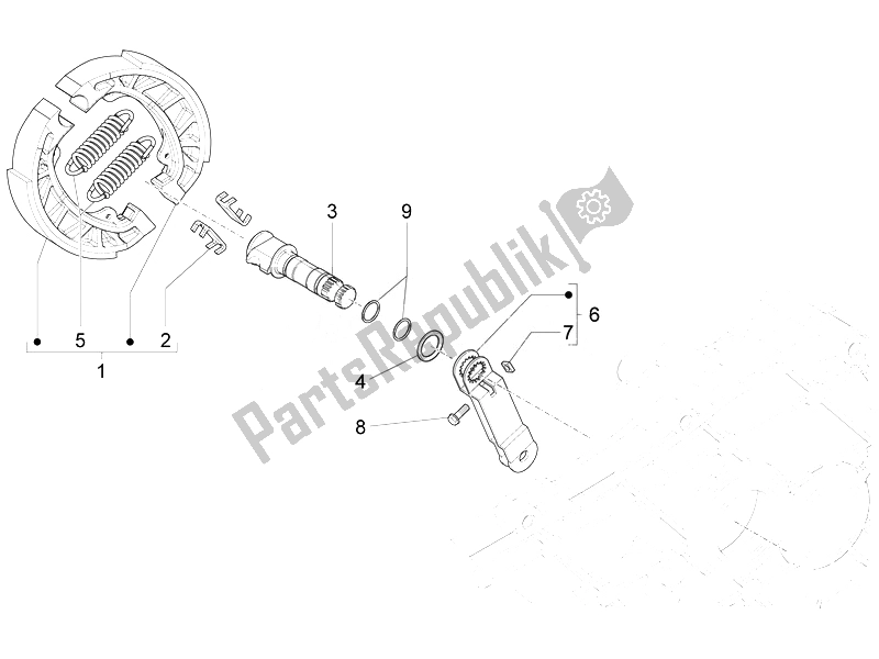 All parts for the Rear Brake - Brake Jaw of the Vespa Vespa Primavera 50 4T 4V EU 2014