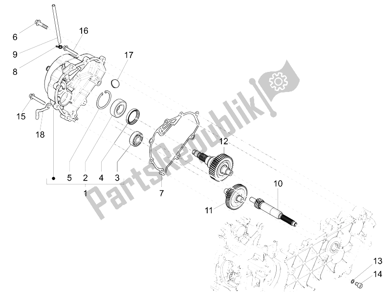 Wszystkie części do Jednostka Redukcyjna Vespa GTS Super 150 IE 4T 3V 2014