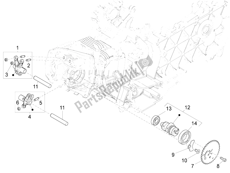 Tutte le parti per il Unità Di Supporto Leve A Dondolo del Vespa LT 150 4T 3V IE 2014