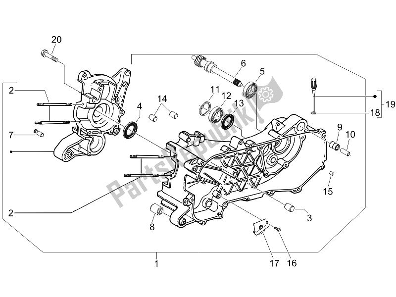 Todas las partes para Caja Del Cigüeñal de Vespa S 50 4T 2V 25 KMH NL 2010