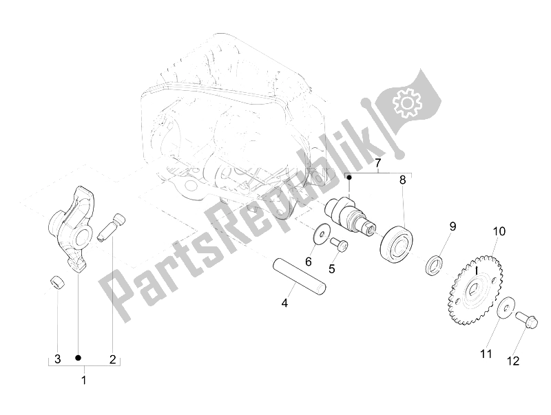 Toutes les pièces pour le Leviers à Bascule Support Unité du Vespa Vespa Primavera 50 4T 2V 25 KMH EU 2014