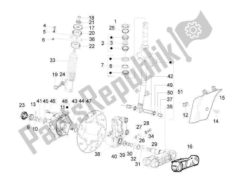 Toutes les pièces pour le Fourche / Tube De Direction - Palier De Direction du Vespa LX 125 4T IE E3 Touring 2010