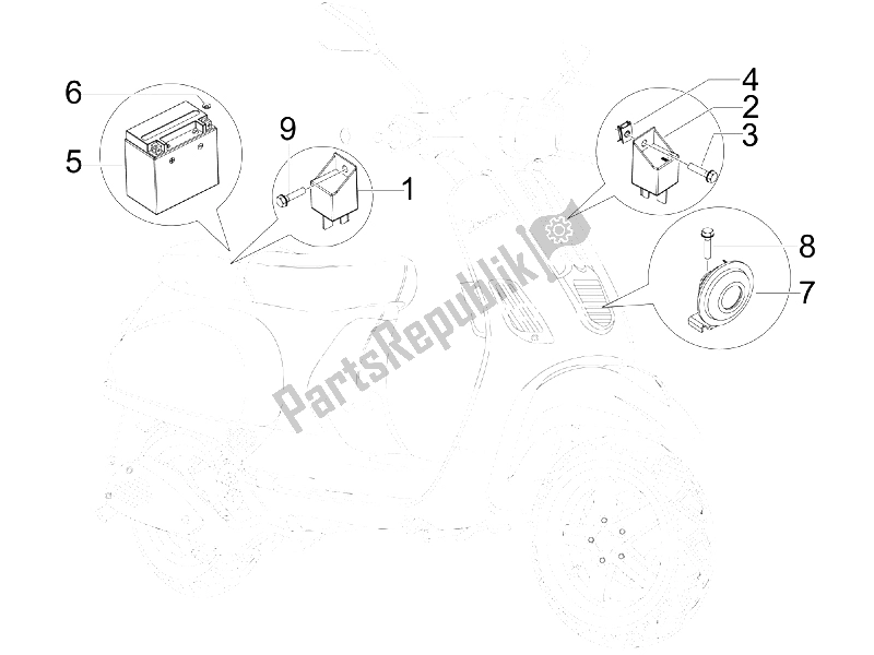 Toutes les pièces pour le Télécommandes - Batterie - Klaxon du Vespa S 50 4T 4V College 2008