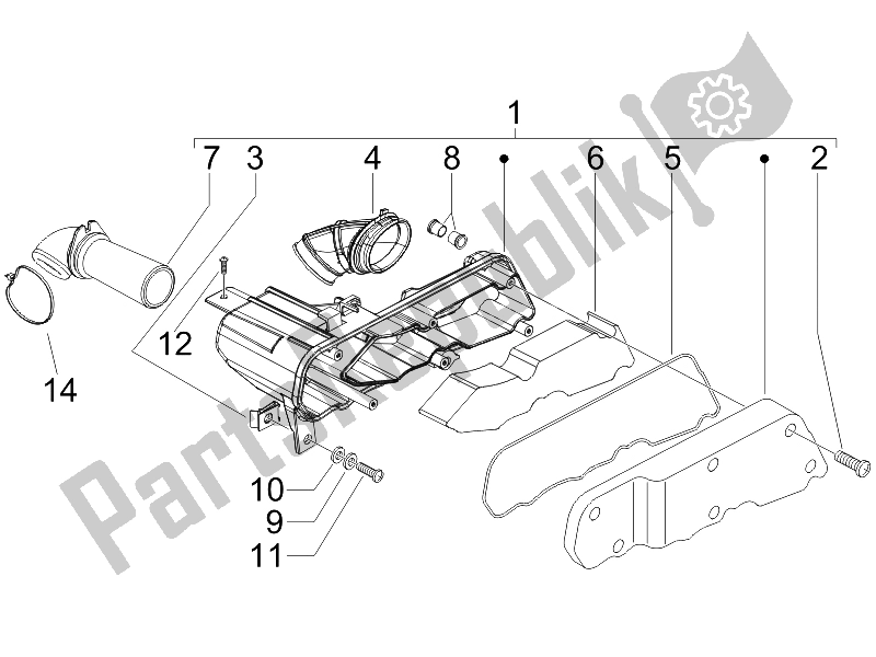 Toutes les pièces pour le Filtre à Air du Vespa LXV 50 2T 2006