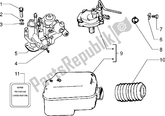 All parts for the Carburettor-air Cleaner of the Vespa PX 125 E 1992