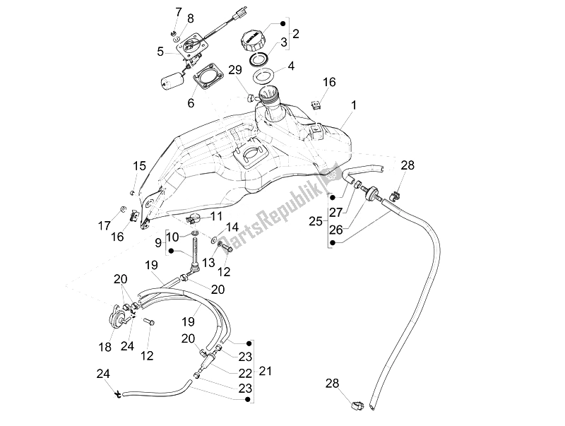 Toutes les pièces pour le Réservoir D'essence du Vespa Vespa Primavera 50 2T EU Asia 2014