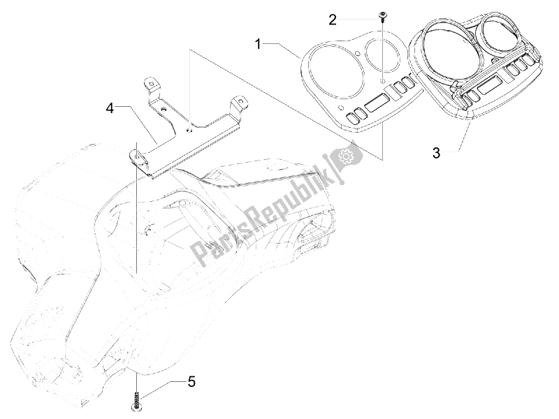 All parts for the Meter Combination-dashbord of the Vespa S 150 4T 2008