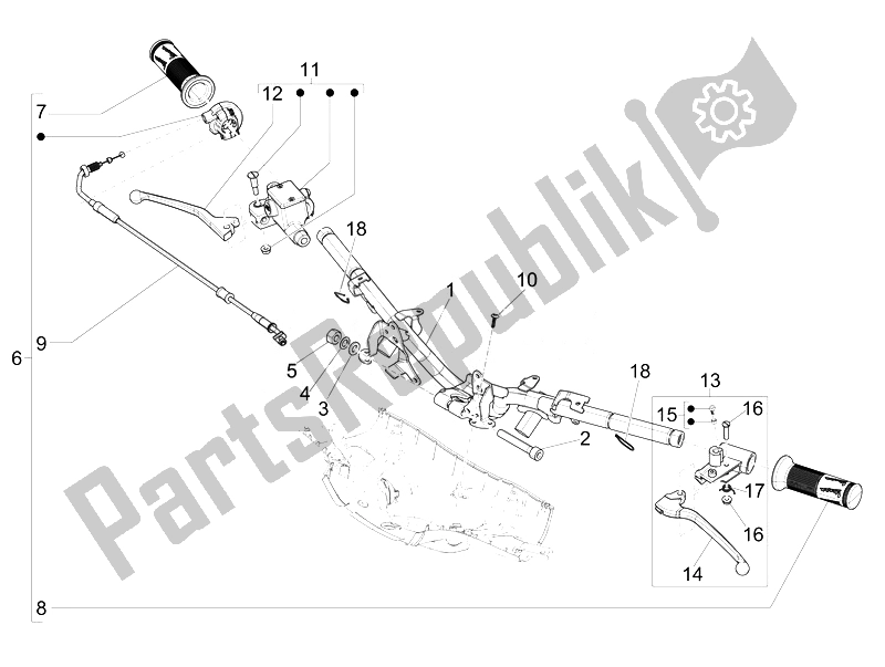 All parts for the Handlebars - Master Cil. Of the Vespa Vespa Sprint 50 4T 4V EU 2014