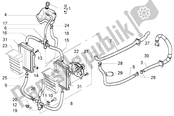 Toutes les pièces pour le Système De Refroidissement du Vespa Granturismo 125 L 2003