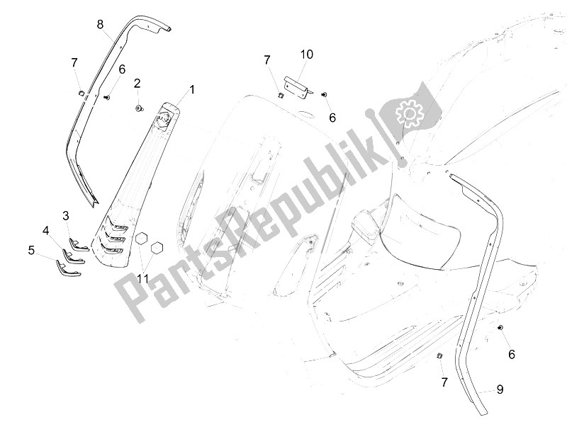 Todas las partes para Escudo Delantero de Vespa 150 4T 3V IE Primavera China 2015