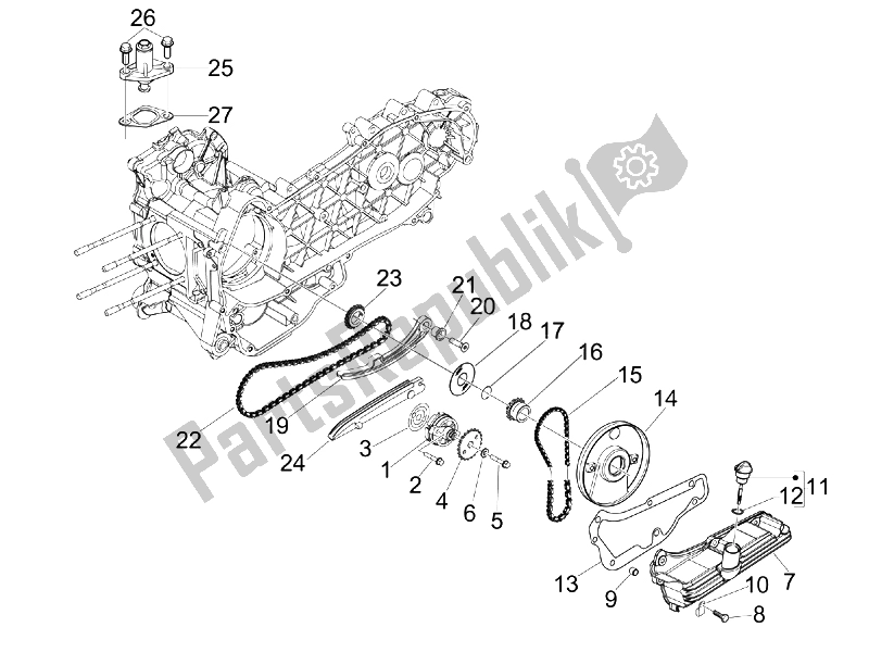 All parts for the Oil Pump of the Vespa GTS 300 IE Touring 2011