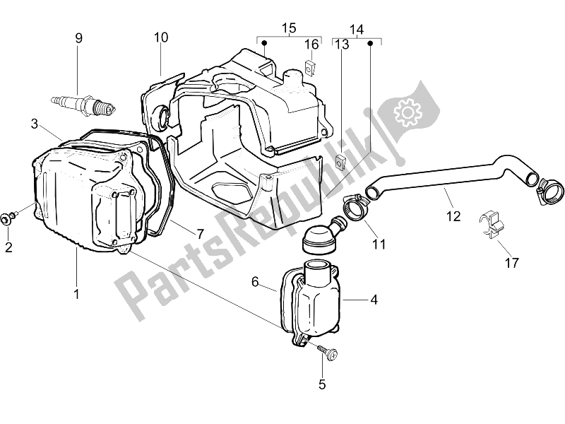 Toutes les pièces pour le Le Couvre-culasse du Vespa LX 125 4T E3 2009