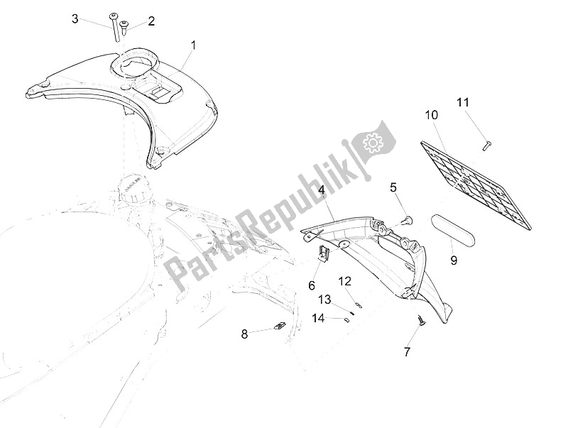 Todas las partes para Cubierta Trasera - Protector Contra Salpicaduras de Vespa Vespa 150 Sprint Iget 4T3V IE Asia 2016