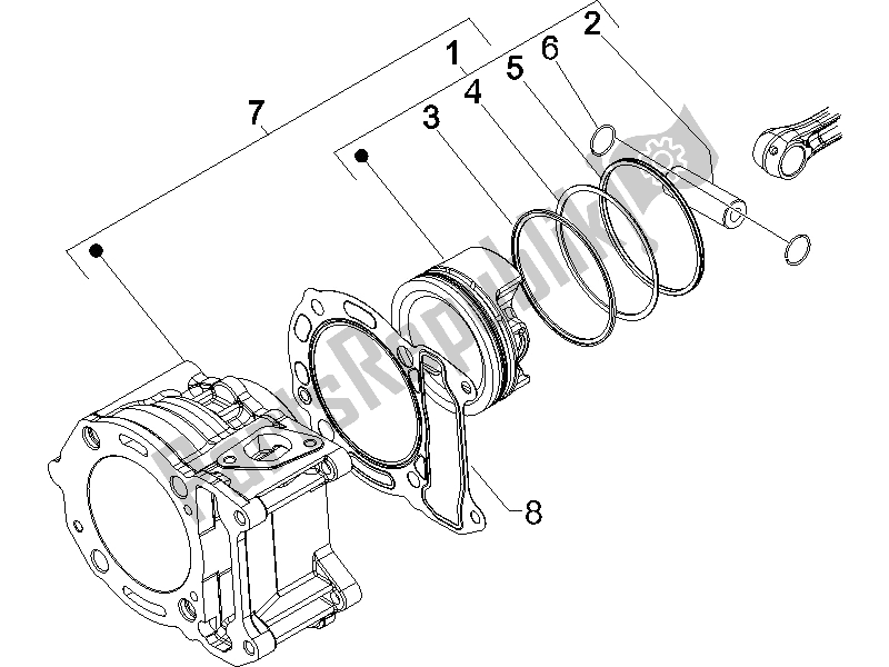 Toutes les pièces pour le Unité Cylindre-piston-axe De Poignet du Vespa Granturismo 125 L E3 2006