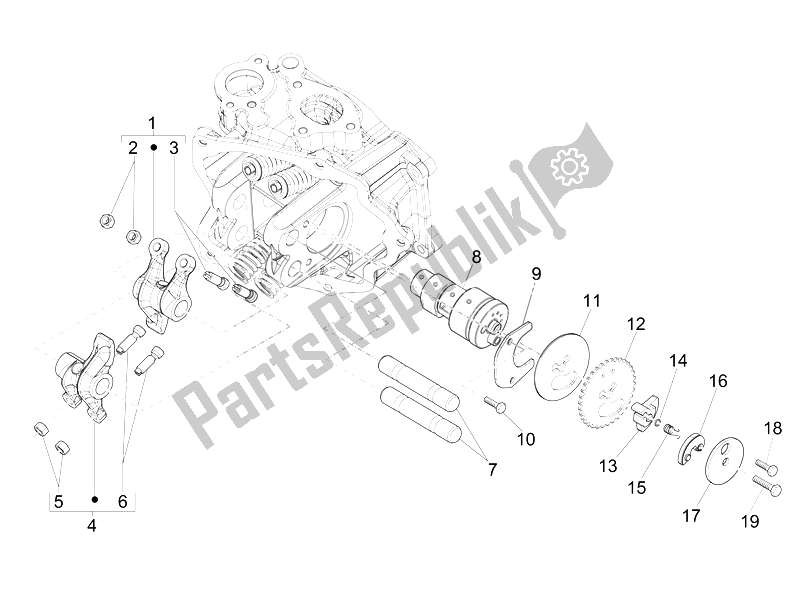 Toutes les pièces pour le Leviers à Bascule Support Unité du Vespa GTS 300 IE Super ABS USA 2014