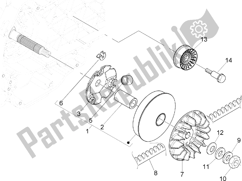 Todas las partes para Polea Motriz de Vespa GTS 250 ABS 2005