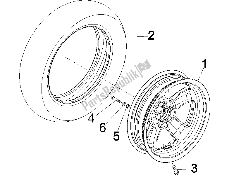 Tutte le parti per il Ruota Anteriore del Vespa GTV 125 4T E3 UK 2006