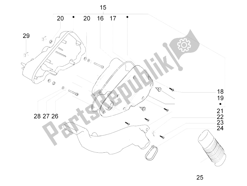 All parts for the Air Filter of the Vespa LX 125 4T IE E3 Vietnam 2011