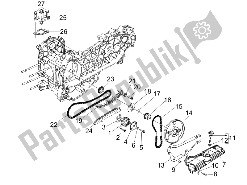 Toutes les pièces pour le La Pompe à Huile du Vespa GTV 125 4T Navy E3 2007