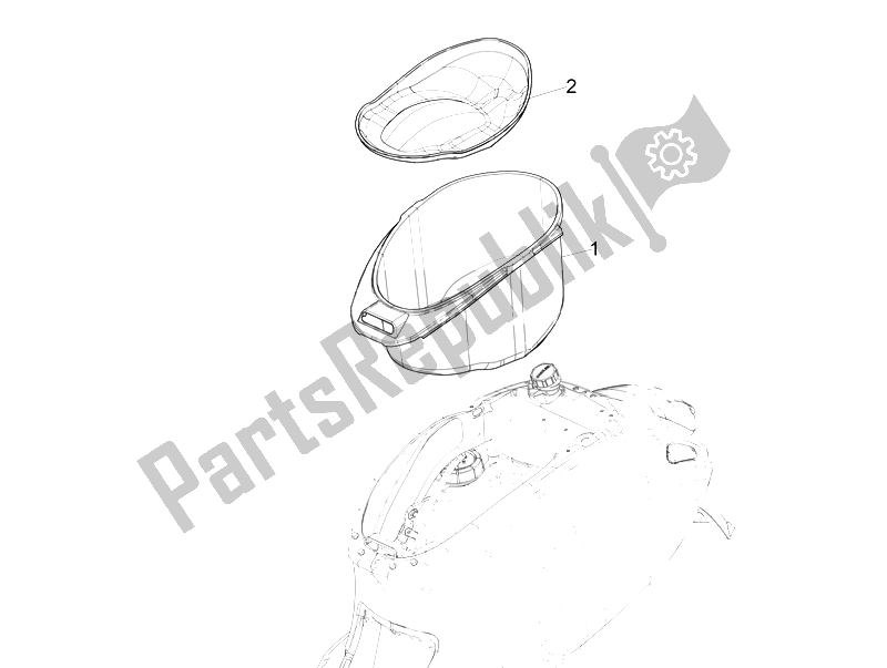All parts for the Helmet Huosing - Undersaddle of the Vespa 125 4T 3V IE Primavera Vietnam 2014