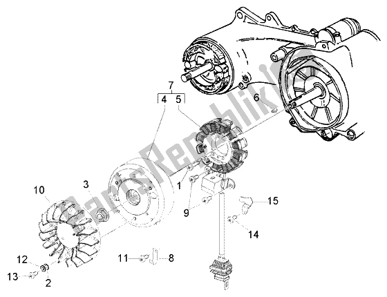 Tutte le parti per il Volano Magneto del Vespa LX 150 2005