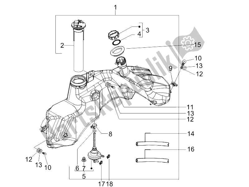 Toutes les pièces pour le Réservoir D'essence du Vespa Granturismo 200 L UK 2005