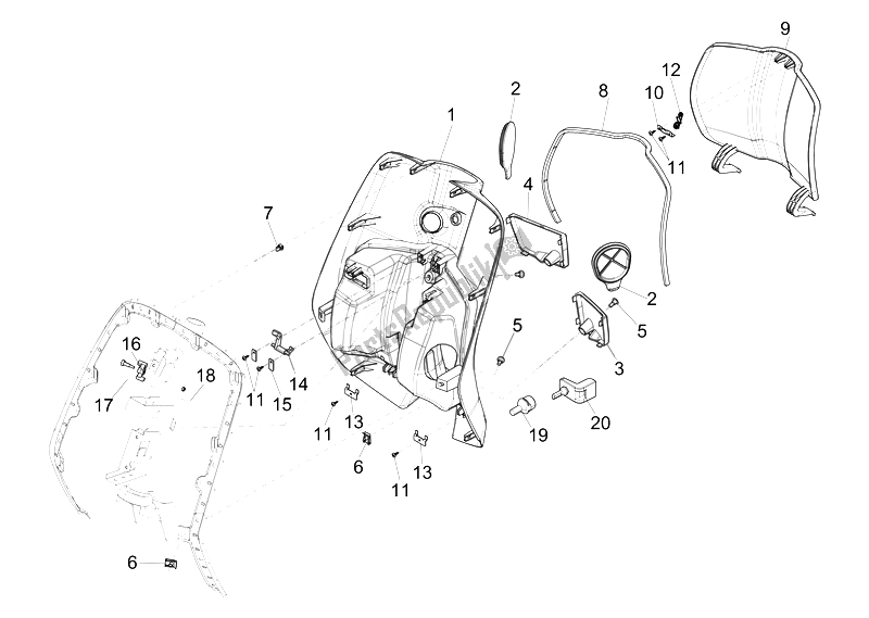 Wszystkie części do Przedni Schowek - Panel Ochraniaj? Cy Kolana Vespa 50 4T 2V 52 KMH B NL 2014