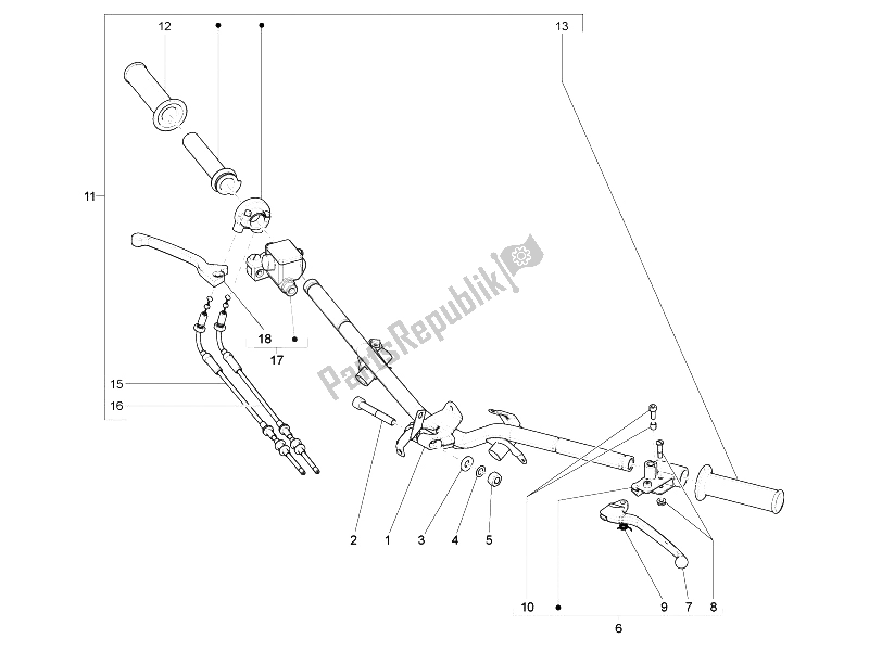 Toutes les pièces pour le Guidon - Master Cil. Du Vespa S 150 4T 2V IE E3 College 2009