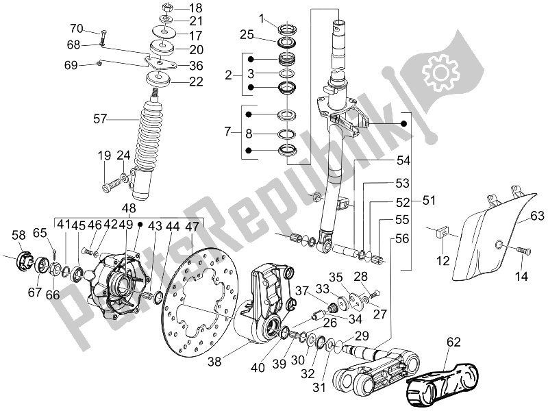 Toutes les pièces pour le Fourche / Tube De Direction - Palier De Direction du Vespa LX 150 4T 2006