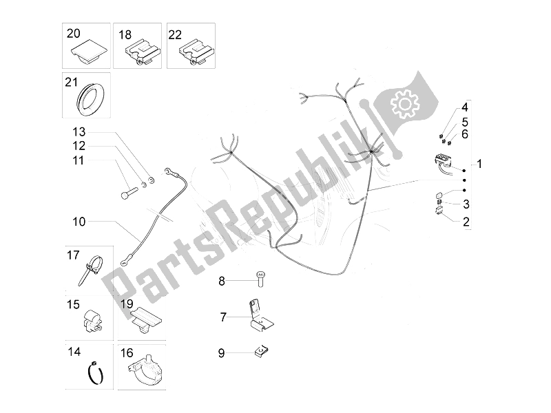 All parts for the Main Cable Harness of the Vespa LX 150 4T IE E3 Vietnam 2011