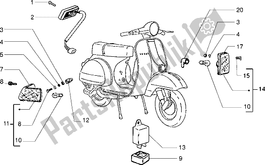 Alle onderdelen voor de Richtingaanwijzers van de Vespa PX 200 E 1985