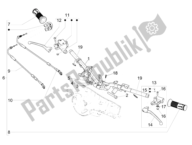 Toutes les pièces pour le Guidon - Master Cil. Du Vespa Vespa 125 4T 3V IE Primavera EU 2014