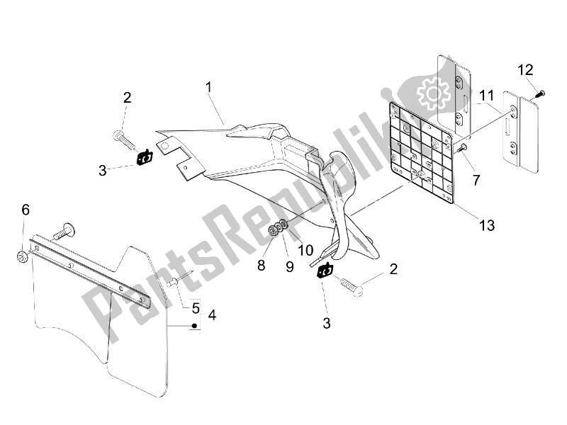 Toutes les pièces pour le Capot Arrière - Protection Contre Les éclaboussures du Vespa Granturismo 125 L E3 2006