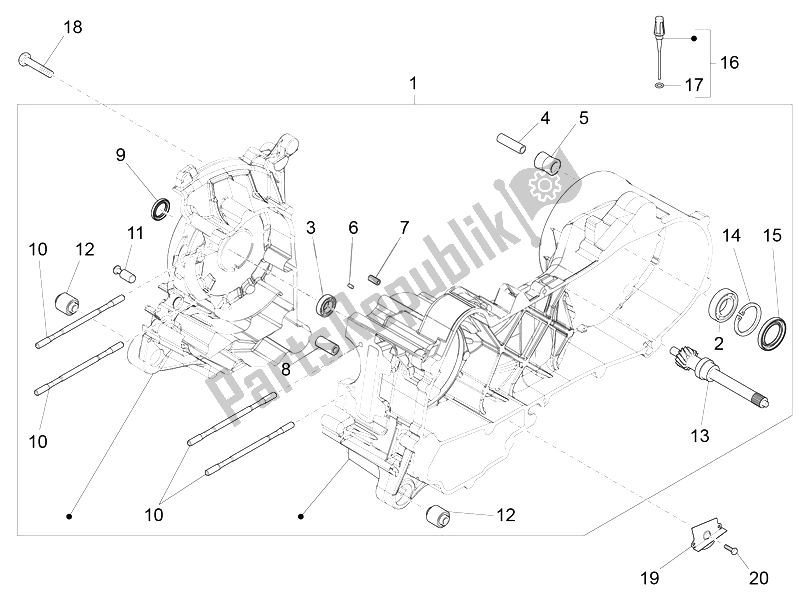 Todas las partes para Caja Del Cigüeñal de Vespa Vespa Sprint 50 4T 4V USA Canada 2014