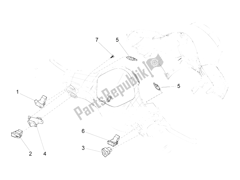 Tutte le parti per il Selettori - Interruttori - Pulsanti del Vespa LX 150 4T 3V IE Vietnam E3 2012